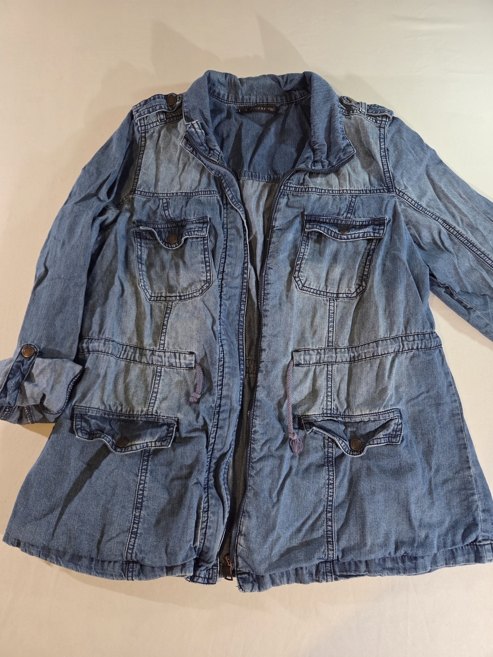 Maurices Light Blue Denim Utility Jacket - Women's Casual Coat - Picture 2 of 6